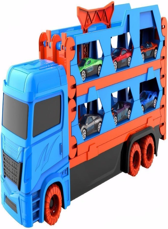 Babelly Transport Truck Toy Transporter Ejector Race Portable Transporter Parking Garage for Children, Multicolor - Image 1